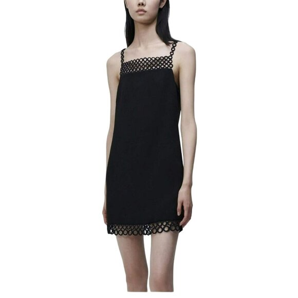 JONATHAN SIMKHAI $645 Marlie Black Crochet Crepe Mini Dress NWT Sz 0 - Picture 1 of 10